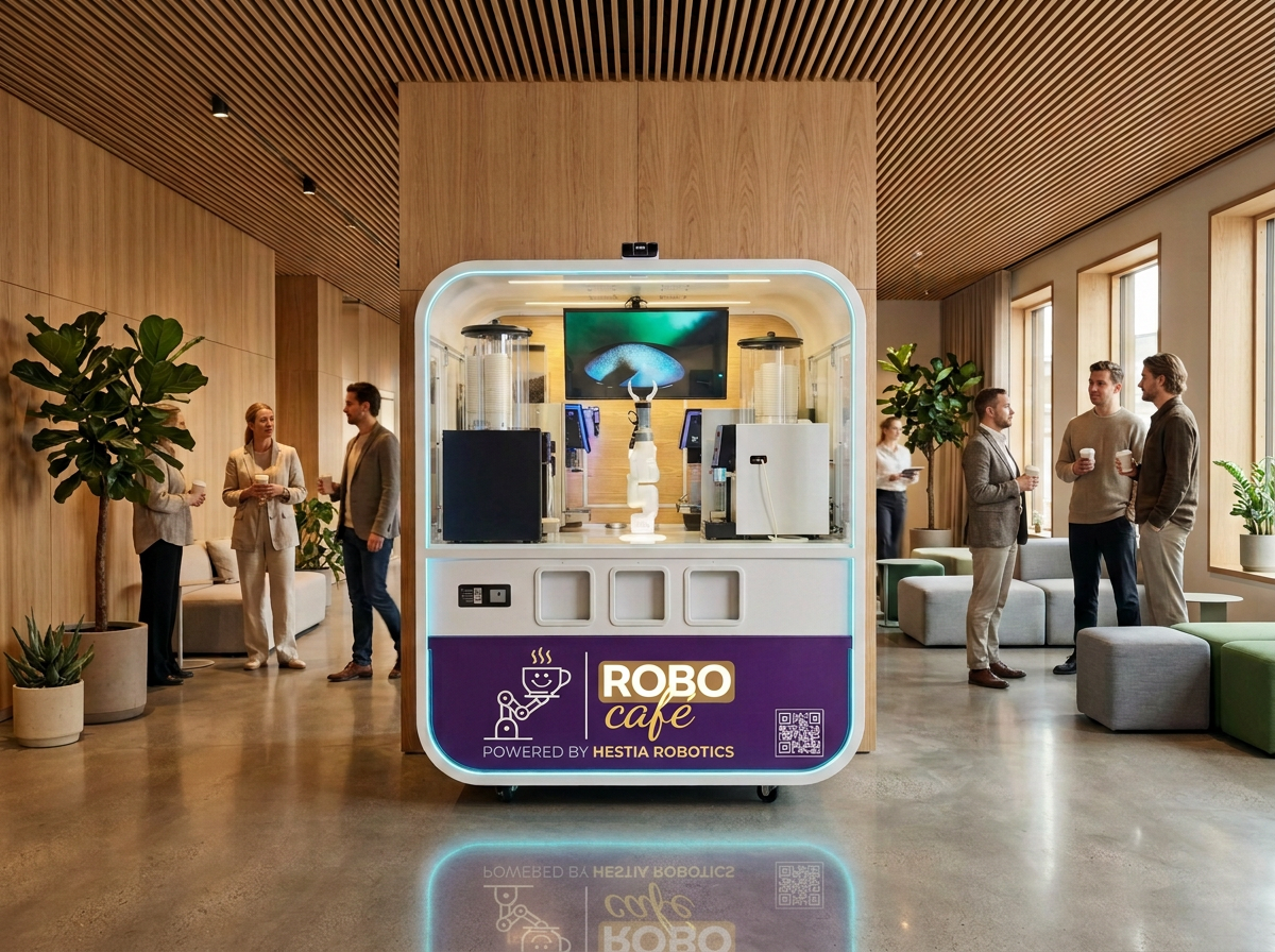 RoboCafé-stasjon på en arbeidsplass